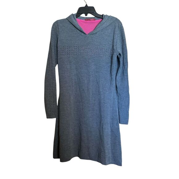 Krimson Klover Sweater Dress Womens Medium Gray Hooded Stretch Wool Blend - Picture 1 of 7